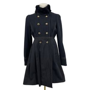 Marc by Marc Jacobs Runway Gemini Melton Coat Faux Fur Collar Double Breasted XS